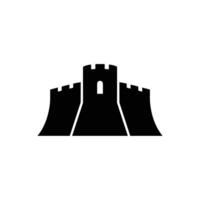 Medieval Castle Silhouette with battlements on a transparent background vector