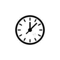 Black Circular Clock with Short Minute Hand and Longer Hour Hand on White vector