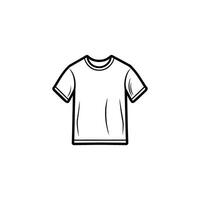 Outline Drawing of Plain White TShirt with Short Sleeves on Transparent Background vector