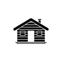 Black silhouette of a house with a chimney icon on transparent background vector