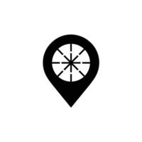 Map Pin Icon Featuring a Wheel of Dharma Symbol in Black with Transparent BG vector