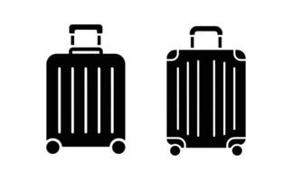 Two Black Rolling Suitcases with Retractable Handles on a White Background vector