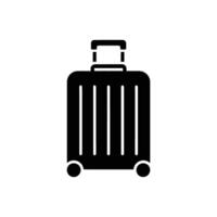 Black Silhouette of a Rolling Suitcase with Handle and Wheels Isolated on White Background vector