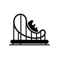 Silhouette Illustration Roller Coaster Cart Ascending a Curve with Safety Railing and Track vector