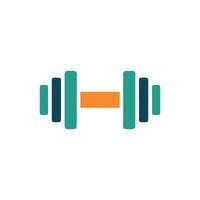Minimalist Dumbbell Icon in Teal and Orange with Rounded Edges on White vector