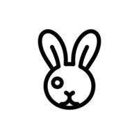 Minimalist Black and White Line Drawing of a Rabbit Head Icon vector