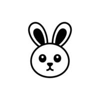 Simple Cartoon Rabbit Face Icon With Round Head and Long Ears Isolated vector