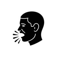 Black and White Icon of a Person Sneezing, Coughing, or Spreading Germs vector