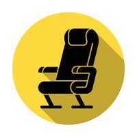 Black Airplane Seat Icon with Yellow Circle Background and Soft Shadow Effect vector