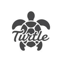 Dark Gray Turtle Silhouette Logo with the Word Turtle in Script Font Overlaid vector