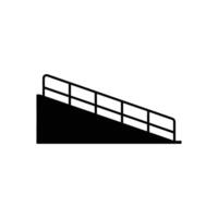 Black Silhouette of a Ramp with Railing, Accessibility Symbol, Illustration on White Background vector