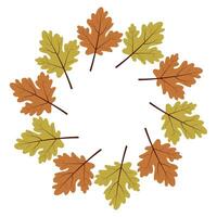 Round frame with autumn leaves. Colorful autumn leaves arranged in a circular pattern to celebrate the fall season in a cozy environment vector