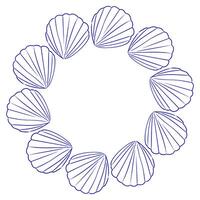 Shells arranged in a circular pattern for decorative art project on a white background vector