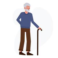 An elderly pensioner man with a shelf in his hands. Flat style illustration isolated on white background. vector