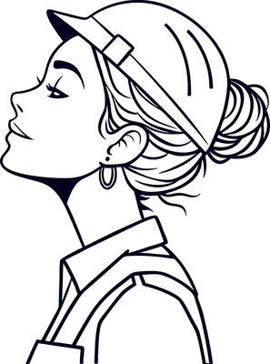 A Silhouette Portrait of a Woman With a Construction Hat