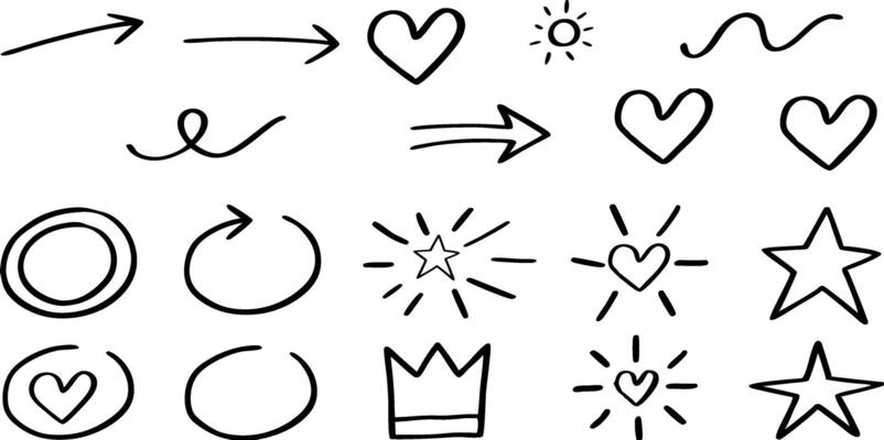 Hand-drawn Graphic Resources set,Hart, star ,arrow