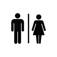 Silhouettes of a male and female figure are separated by a vertical line, creating a symmetrical design often used for restroom signage. cutouts png
