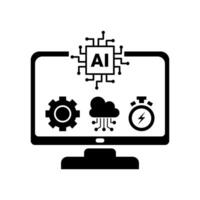 AI chip icon integrated in modern computer for development, cloud computing, and fast performance. vector