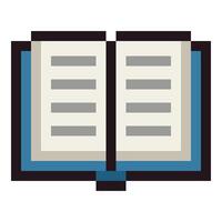 Pixel art open book emoji illustration isolated on white background vector