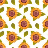 seamless pattern features vibrant sunflowers in full bloom, showcasing their cheerful yellow petals against . The design captures the essence of summer, bringing joy and brightness to any project. vector