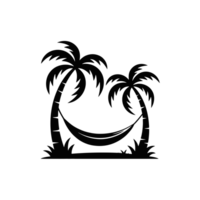 Two palm trees with a hammock strung between them create a peaceful, tropical setting cutouts png