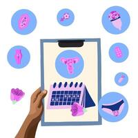 Menstrual cycle research. Causes of menstrual cycle disorders. vector
