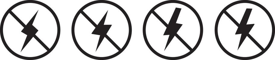 Adobe Illustrator Artworno electricity vactor icon set. No lightning symbol. bright warning.Lightning and no lightning.k vector