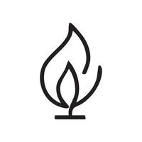 a black and white line drawing of a flame vector