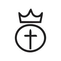 a black and white image of a crown and cross vector