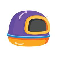 Well crafted 2d icon of cat toilet container vector