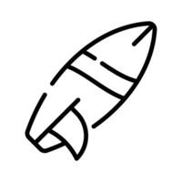 An outline style icon showing a beach surfboard vector