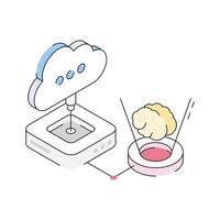 A modern isometric icon representing ai cloud platform vector