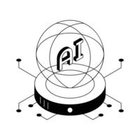 Well crafted isometric icon showing ai technology usage. vector