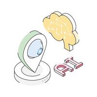 Well crafted isometric icon showing ai location system vector