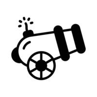 Visually appealing glyph icon of a firing cannon. vector