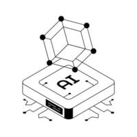 A visually appealing isometric icon of ai processor chip. vector