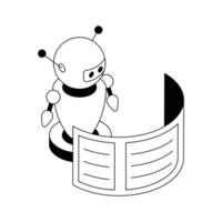 A captivating isometric outline icon of robot technology core. vector