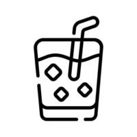 A linear style icon of refreshing juice glass with straw vector