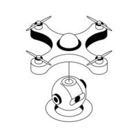 A visually engaging isometric icon of drone technology feature. vector