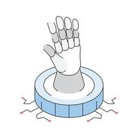 A visually appealing isometric icon of robotic hand structure vector
