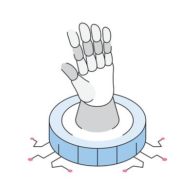 A visually appealing isometric icon of robotic hand structure