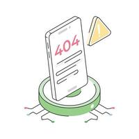 A trendy isometric outline icon showing 404 error vector