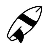 An glyph style icon showing a beach surfboard. vector