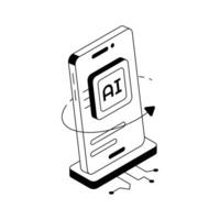A modern isometric style icon of ai mobile phone. vector