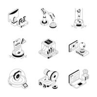 Grab this modern set of smart technology isometric icons, easy to edit designs vector