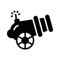 Visually appealing glyph icon of a firing cannon vector