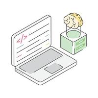 Grab this isometric icon showing coding software screen vector