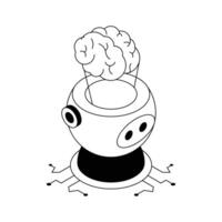 A premium isometric icon of robotic mind function. vector