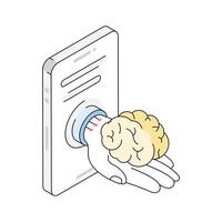 A visually appealing isometric icon of smart thinking idea vector