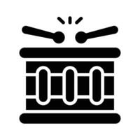 A glyph icon showing a traditional drum with sticks, vector